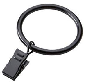 4 x 4 anelli neri per asta della tenda con clip a pinza, diametro 40 mm