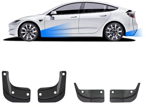 TOPABYTE Parafanghi per Tesla Model 3 Highland 2025 2024 Paraspruzzi Paraspruzzi Protezione Sedimenti Veicolo Parafango Non C'è Bisogno di Praticare Fori, 4 Pezzi