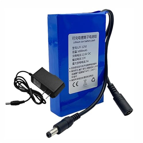 JHKZUDG 12V 5000Mah/ 6000Mah/ 7000Mah/ 9000Mah/ 45000Mah Rechargeable Lithium Battery, 12 Volts Lithium Battery Pack, for 12V Portable Power Device with Charger,5000mAh