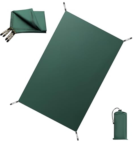 VOSOIR Zeltplane wasserdichte, Ultraleicht Tragbar Camping Zelt Tarp, Zeltunterlage mit 12 Metall-Ösen&Tragetasche, Reißfest, Tent Tarp für Hängematte Ourdoor Camping Picknick Wanderungen(140x210cm)