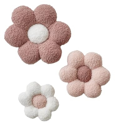VERTBAUDET 3er-Set Kinderzimmer Deko-Stoffblumen rosa bedruckt