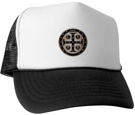 CafePress St. Benedict Medal Trucker Hat, Classic Baseball Hat, Unique Trucker Cap Black/White