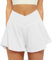 Friptspyg Hosenrock Damen Kurze Sporthose Damen Sport Shorts Kurz Laufshorts 2 in 1 mit Tasche V High Waist Sommer Stretch Tennis Shorts, Weiß L