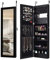 COSTWAY Armoire à Bijoux Murale avec Miroir 12 LED, Meuble de Rangement Verrouillable Pleine Longueur, Organisateur de Bijoux avec Étagères de Rangement, Style Scandinave, Noir