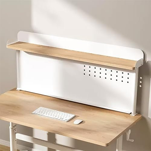 JIAOCKJIAO Clamp On Desk Organizer Shelf, desktop bookshelf, with Pegboard Workstation, Desktop Shelving System, Card slot design, Study desk storage rack, for Office, Home Decor(Natural,44''/113cm)