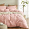 Boqingzhu Doppelte Muslin Bettwäsche Rosa 200x200cm Baumwolle Weich Kuschelig Sommer Baumwollbettwäsche Set Leinen Pink Altrosa Bettbezug 200x200cm und 2 Kissenbezüge 80x80cm mit Reißverschluss