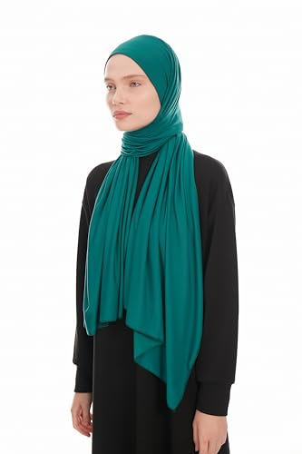 Ayisah Jersey Kopftuch Damen Hijab Muslimisch - Dunkelgrün Viskose Jersey Hijab Kopftuch Für Damen - Dehnbar Moderne Islamische Hidzab Kopftücher Schal - Hidzab Kopftücher 70x180 cm (Dunkelgrün)