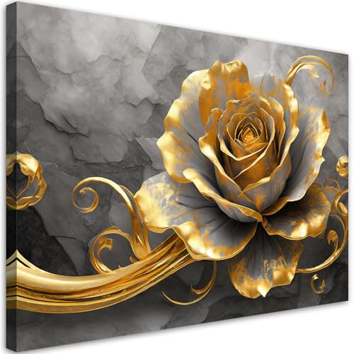 Feeby Leinwand Bilder - Musik Rose Gold - Vlies 90x60 cm - Deko Wohnzimmer - Wandbilder Schlafzimmer - Deko Aesthetic - Wand Deko - Leinwand Groß - Deko Zimmer - Leinwandbilder XXL