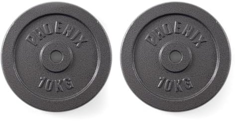 Phoenix Fitness Cast Iron Weight Plates - 1-Inch Free Weight Plate for Barbell Dumbbell Bars, Weightlifting & Strength Training at Home Gym - Pair, 10kg