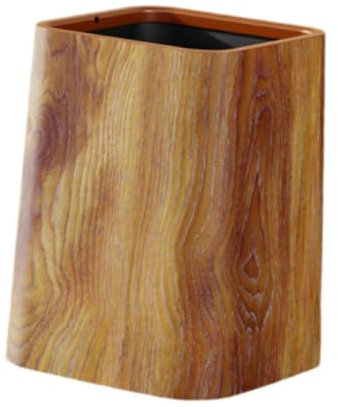 FLCPJGV Retro Trash Can Rubbish Container Simple Garbage Recycling Bin Wood Grain Waste Bin for Living Room Office Hotel Bathroom, M Without Cover