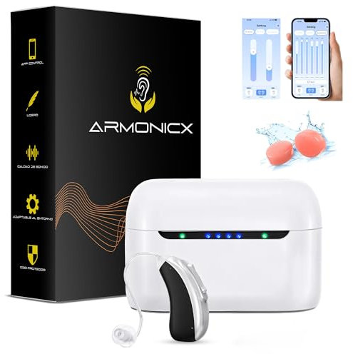 Amplificador Auditivo Recargable - Amplificador de Sonido para Mayores Inalámbrico con Bluetooth para Llamadas y Música y APP Móvil, 16 Canales de Nueva Generación, Invisible, Manual y APP en Español