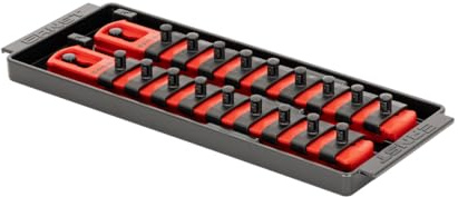 Ernst Manufacturing 8-Inch Socket Boss, 2-Rail Socket Tray, Red - 1/4 Drive