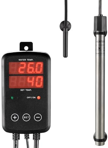 Titan Aquarium Heizung 1000W, Tauchbare Aquarium Heizstab mit Digitaler Temperaturregler, 0℃~40℃ Einstellbar, Geeignet für 550l ~ 700l Salzwasser Süßwasser Aquarien Schnelle Heizung, MX-9015(1000W)