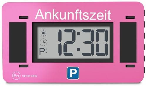 Parkwächter V2 Elektronische Parkscheibe mit Zulassung nach StVO – Digitale Parkscheibe Auto – Parkscheibe Elektrisch mit Zulassung – Automatische Parkuhr mit wechselbarer Taktung – Pink