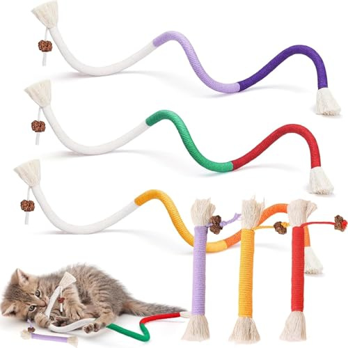 GegXcn 6PCS Cat Chew Rope,Cat Chew Toy,Durable Kitten Chew Toys & Soft Cotton Ropes, Stress Relief & Boredom Reduction,For Indoor Outdoor Cats