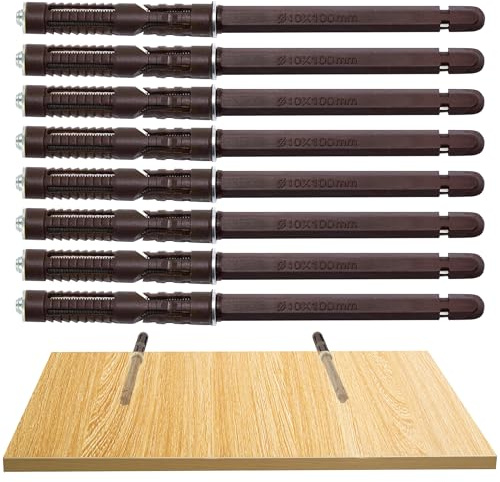 Floating Shelf Brackets - Heavy Duty Wood Invisible Concealed Shelf Brackets with Screws,DIY Adjustable Wall Mounted Fixings Hardware Blind Supports Shelves Ø10 x 100mm (8 Pack)