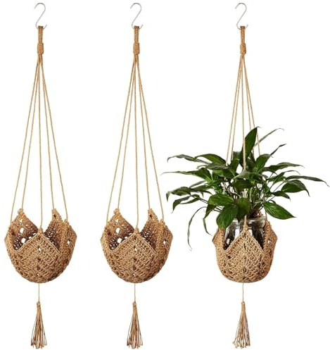 Shappy 3 Pack Boho Macrame Plant Hanger for Indoor