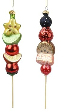 Christbaumschmuck Glas 19cm - Fruchtspieß Figur zum Aufhängen - 1 Stück sortiert - mundgeblasen - Weihnachtsbaum Anhänger für Weihnachten - Christbaumanhänger & Weihnachtsbaumschmuck - Früchte Bunt