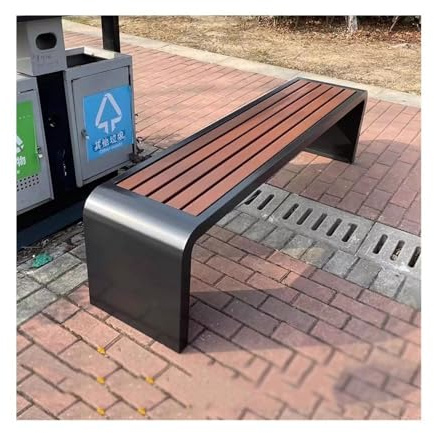 Gartenbank Abgerundete Ecken, Edelstahl, Parkstuhl für den Außenbereich, Bank Plaza Gartenbank für Terrassen(Groß)