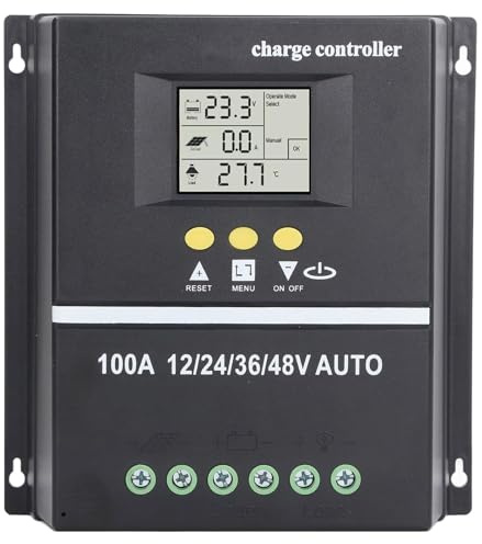 Cocoarm Controlador de Carga Solar MPPT Dual, Puerto USB, Pantalla LCD Retroiluminada, Regulador de Panel Solar, Controlador de Carga Solar Adaptativo de 12 V, 24 V, 36 V y 48 V.