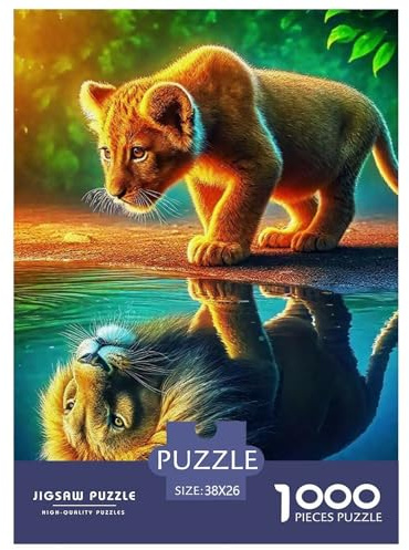 Löwen Puzzle 1000 Teile Für Erwachsene Und Kinder König der Tiere Lernspiel Klassische Geschenk Home Dekoration Clevere Rätsel 38x26cm/1000pcs