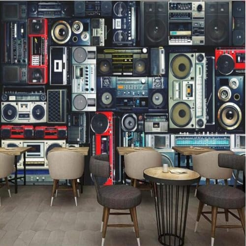 XLMING Retro Dreidimensional Nostalgisch Kassettenrekorder Radio Kunst 3D Tapeten Tapete Seidigkeit Home Esszimmer Möbel Sofa Schlafzimmer Wohnzimmer TV Hintergrund-250cm×170cm