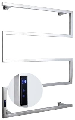 Handtuchheizkörper Elektrisch Bad Handtuchtrockner Elektrisch HandtuchwäRmer Elektrisch BadheizköRper HeizköRper 120W Mit Timer Und Thermostat 40-70℃ (Silber)