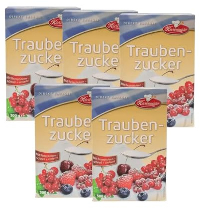 Bielmeier Küchenmeister Traubenzucker 5×500 g – naturrein, fein & schnell löslich – 2,5 kg Glukosepulver für Getränke, Sport, Backen & mehr – ideal für schnelle Energiezufuhr