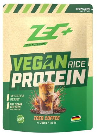 ZEC+ Vegan Rice Protein 750 g – Pflanzliches Reis Proteinpulver 100 % laktosefrei - perfekt für Veganer, Vegetarier und bei Laktoseintoleranz, pflanzlicher Eiweiß-Shake mit Aminosäuren (Eiskaffee)