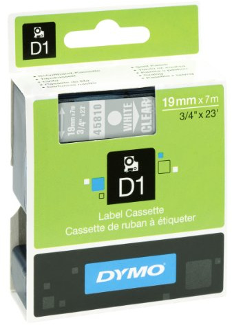 Dymo Schriftband 45810 19mm/7m weiß auf transparent