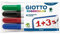 GIOTTO Robercolor Whiteboard Markers, 4 x Assorted Colours, Chisel Tip, Ideal for Children and Schools