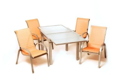 MERXX Gartenmöbel Sitzgruppe Amalfi 5-teilig mit Stapelsesseln apricot