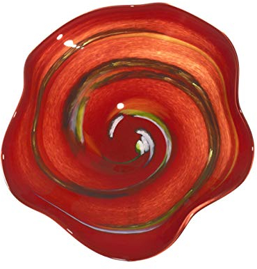 CRISTALICA Gartenblüte Blume Gartendekoration Glas Mundgeblasen Rot Durchmesser 22 cm inkl. Stab