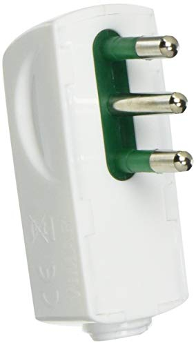 Vimar RI.00206B Spina Piatta a Squadra SICURY 2P+T 10 A 250 V, Standard Italiano Tipo SPA11, Uscita Cavo 90°, Bianco. Assicurarsi della estraibilità