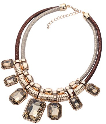 YAZILIND Champagner Charm Anhänger Kette Crystal Choker Klobige Bib Anweisung Kurze Halskette Halsband
