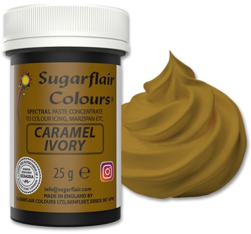 Sugarflair Food Colouring Paste Caramel/Ivory, Concentrated Spectral Food Colouring for Buttercream, Sugar Paste, Royal Icing, Cake Mixes, Macarons and More! - 25g