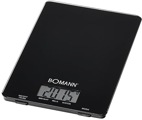 BOMANN KWatts1515CBGlas schWattsarz - Balance de cuisine - Surface en verre - Ecran LCD -Arrêt automatique - Sur batterie - Noir