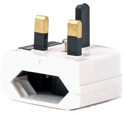 SMJ Electrical PAEUPC European 2 Pin Plug to UK Travel Adaptor, White, 5.0 cm*13.0 cm*9.0 cm