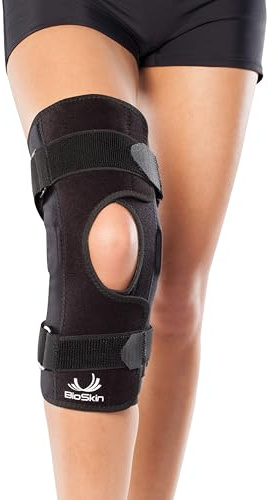 BioSkin Hinged Knee Brace - Compression Knee Skin with Hinge for Acl, MCL, Meniscus and General Knee Pain - Front Closure Large