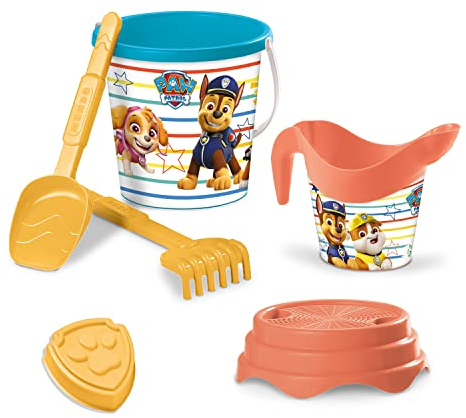 Mondo Toys Paw Patrol Bucket Set, Set Mare Renew Toys con Secchiello, Paletta, Rastrello, Setaccio, Formina, Annaffiatoio Inclusi, 28243