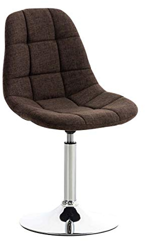 CLP Lounger Emil mit Stoffbezug, Esszimmerstuhl mit gestepptem Sitz, Drehstuhl mit Trompetenfuß in Chromoptik, Farbe:braun