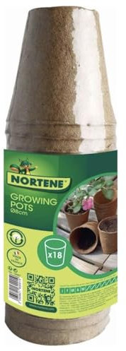 Nortene 18 Pots pour semis Growing Pots- 100% biodégradables - D 8 cm