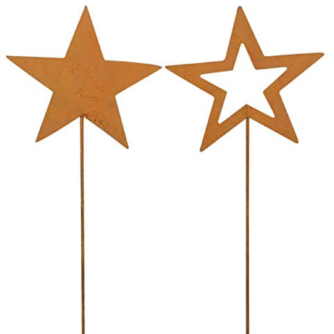 Pos weihnachtlicher stimmungsvoller Kleiner Garten-Stecker Stern am Stab Dekostern Weihnachtsstern Metall edelrost (12)