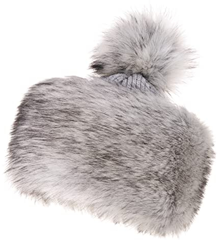 Futrzane Classic Bommel Mütze - Fellmütze Damen - Russen Wintermütze aus Pelz (One Size, Silber Classic)