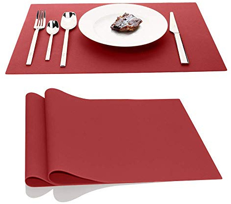 Ainimi große Silikon-Tischsets, Platzdeckchen, 45 x 32 cm, 2 Stück rot