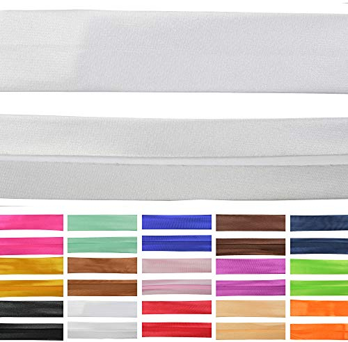Roban Fashion 10m Satin Schrägband zum Nähen gefalzt 50mm breit Weiß