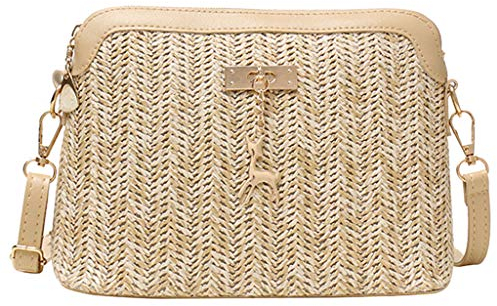 ZYUEER Sac de Paille à Main Besace Femme BandoulièRe Boheme Pour Messager Pour Voyage Sac de Cours LycéE Fille