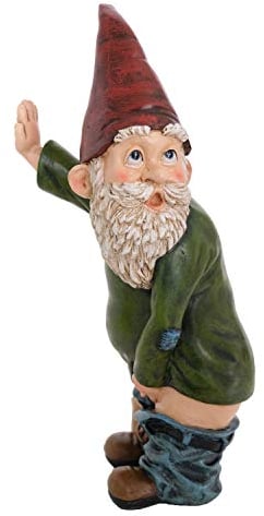 BELLA HAUS DESIGN Zwerg Statue – 26,2 cm hoch Polyresin – Willy der pinkelnde Gartenzwerg für Rasen-Ornamente, Innen- oder Außendekorationen – Rot und Grün Lustige Zwerge