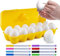 Prextex Easter Crafts for Kids - Pack of 12 White Plastic Eggs with 8 Color Markers for DIY Doodling and Design - Great for Easter Egg Hunts, Fun Activities & Gift and Basket Stuffer