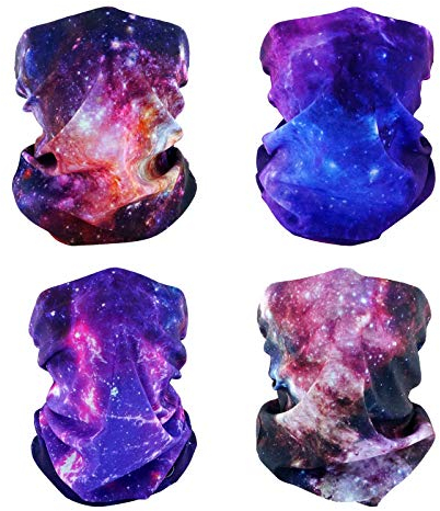 SMEHCF 4 Bandeau Bandana Cagoule Demi Masque Bouclier Tête Cheveux Écharpe Cache-Cou Chapeau Polyvalent Pour Femmes Hommes Respirant Réutilisable Lavable Univers Nébuleuse Violet